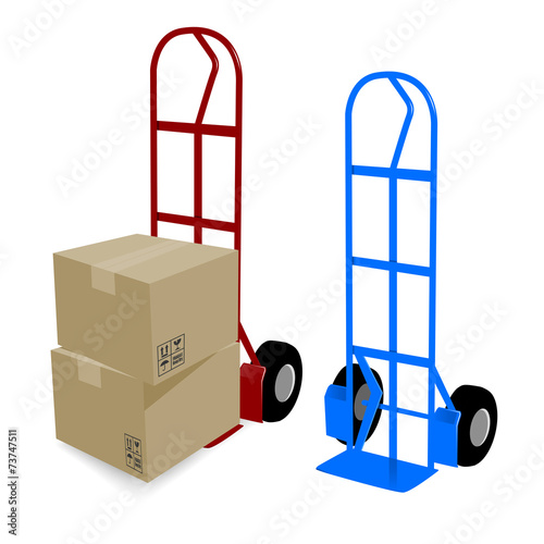 Hand truck cardboard boxes