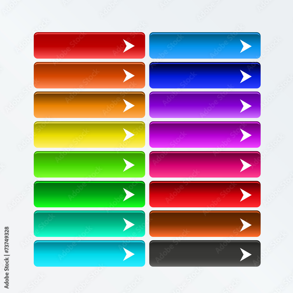 Collection of bright colorful web buttons with arrow in color co Collection of bright colorful web buttons with arrow in color co