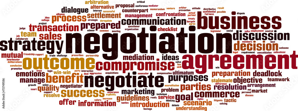 Negotiation word cloud concept. Vector illustration