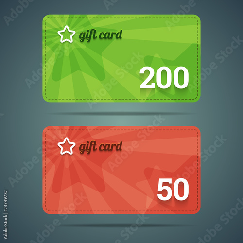 Gift card template with star and number. Vector illustration in