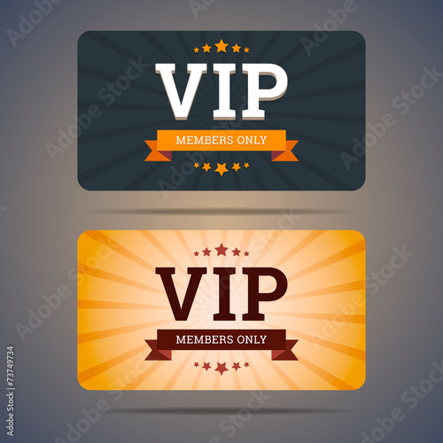 Vip club card design templates in flat style. Vector illustratio