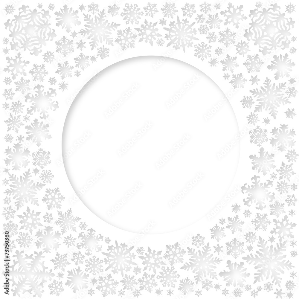 Christmas white snowflakes vector card (circle space for text) Christmas white snowflakes vector card (circle space for text)