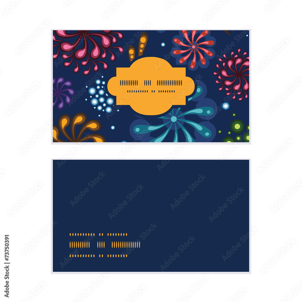 Vector holiday fireworks horizontal frame pattern business cards