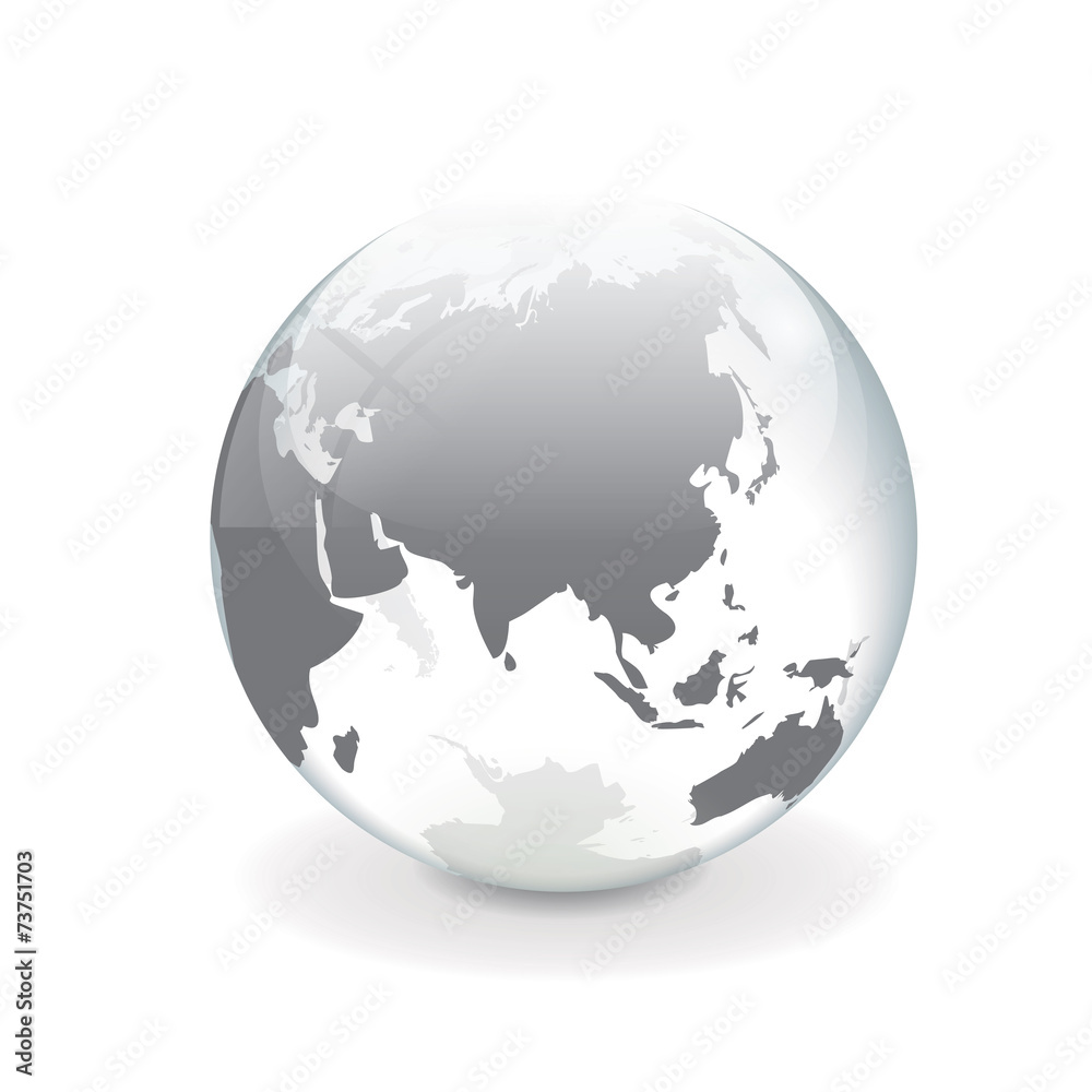 Obraz premium White gray vector world globe - asia