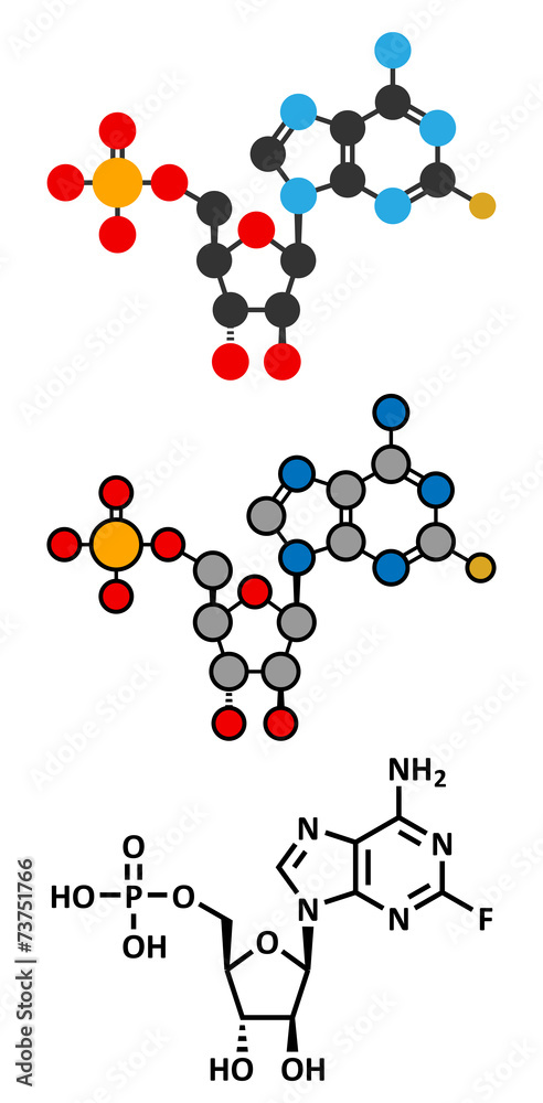 Fludarabine blood cancer drug molecule.