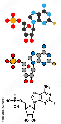 Fludarabine blood cancer drug molecule.