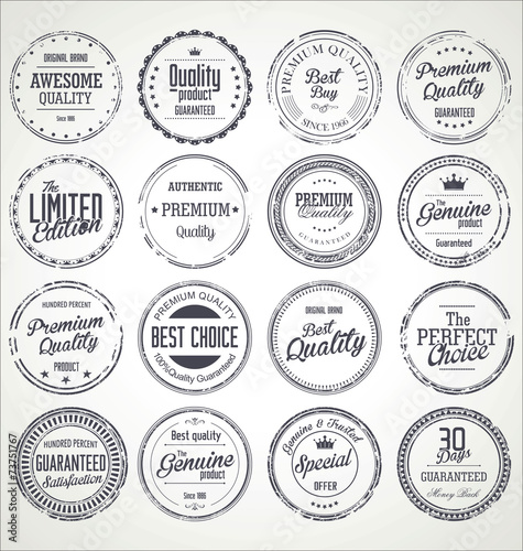 Premium quality retro grunge badges collection