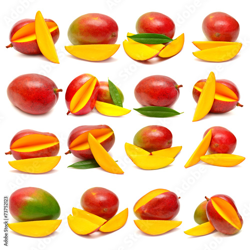 Collection of mango with leaf and slices