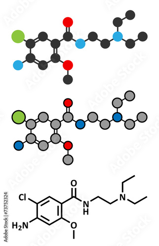 Metoclopramide nausea and vomiting treatment drug molecule.
