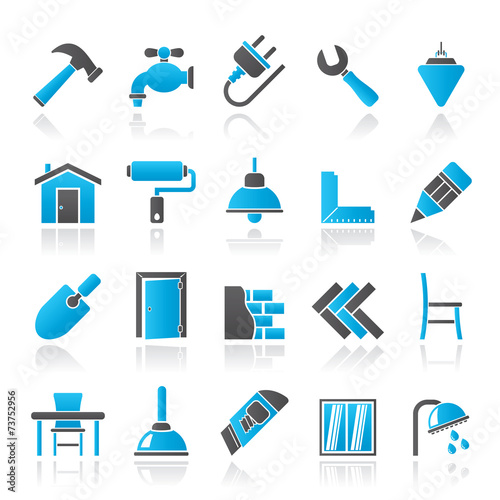 Building and home renovation icons - vector icon set