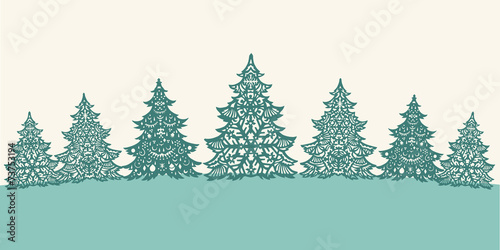 Green paper Christmas trees decoration