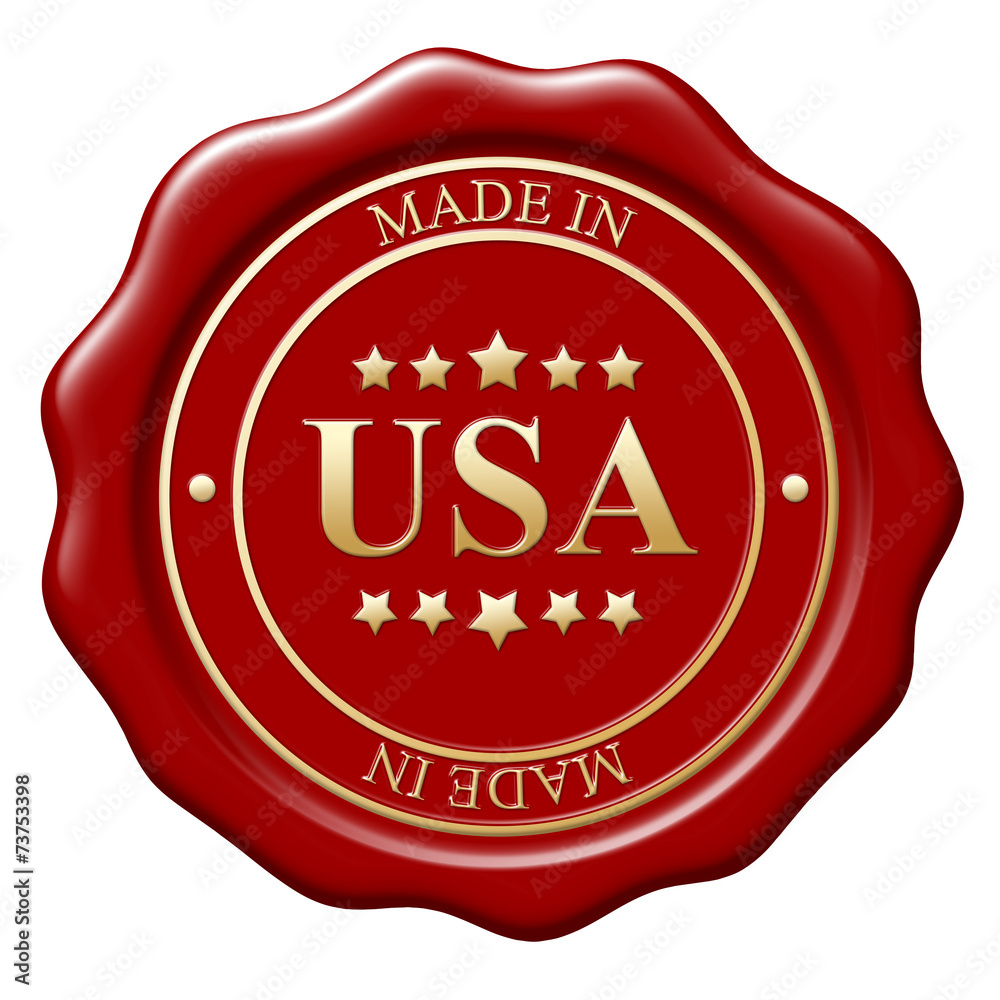 Illustration of Made In wax seal on white background Illustration of Made In wax seal on white background