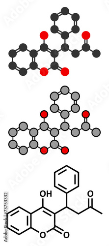 Warfarin anticoagulant drug molecule.  photo