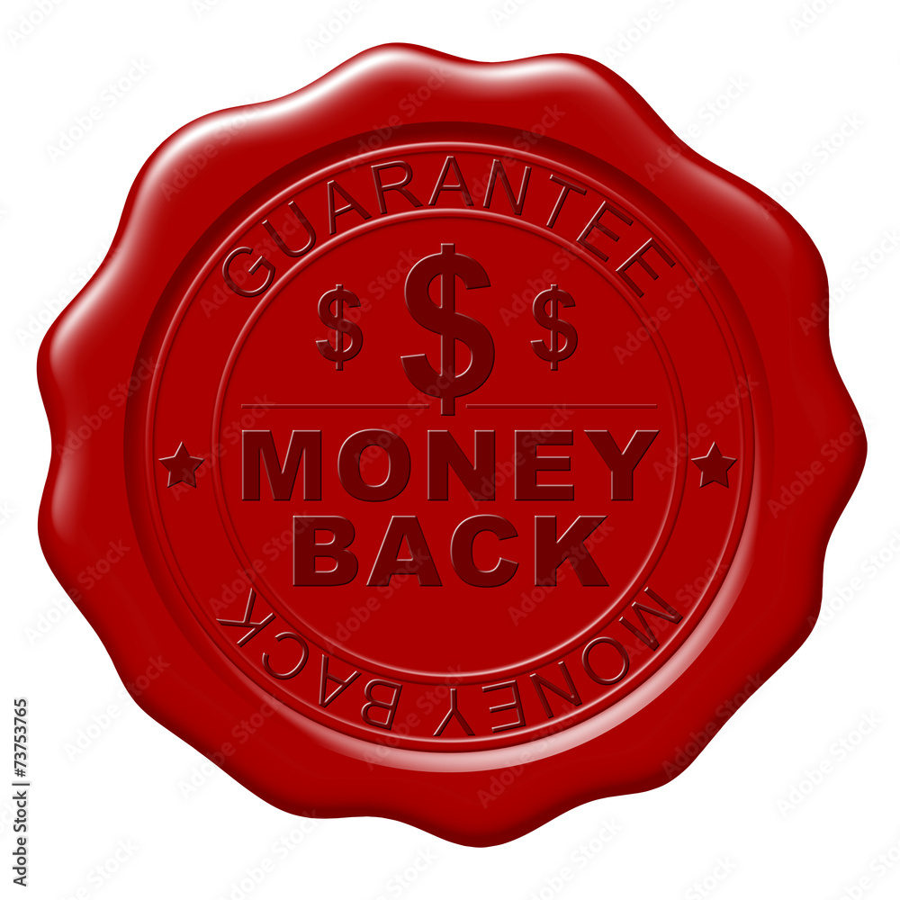 Illustration of Money Back wax seal on white background Illustration of Money Back wax seal on white background