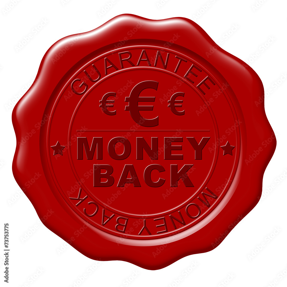 Illustration of Money Back wax seal on white background Illustration of Money Back wax seal on white background