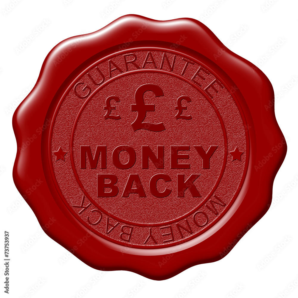 Illustration of Money Back wax seal on white background Illustration of Money Back wax seal on white background