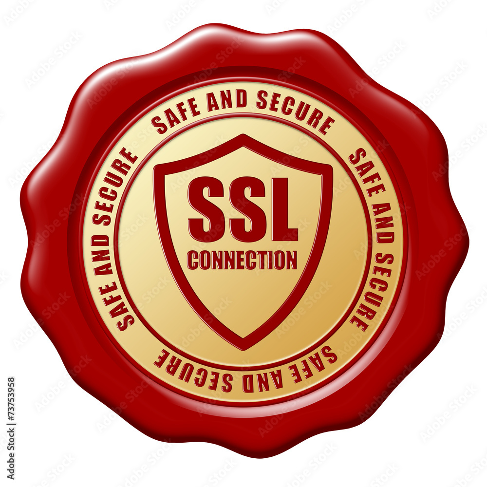 Illustration of SSL connection wax seal on white background Illustration of SSL connection wax seal on white background