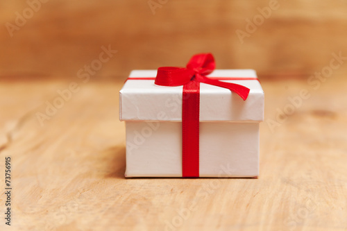Gift box on the wood