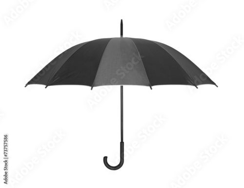 Open black umbrella isolated on white with clipping path