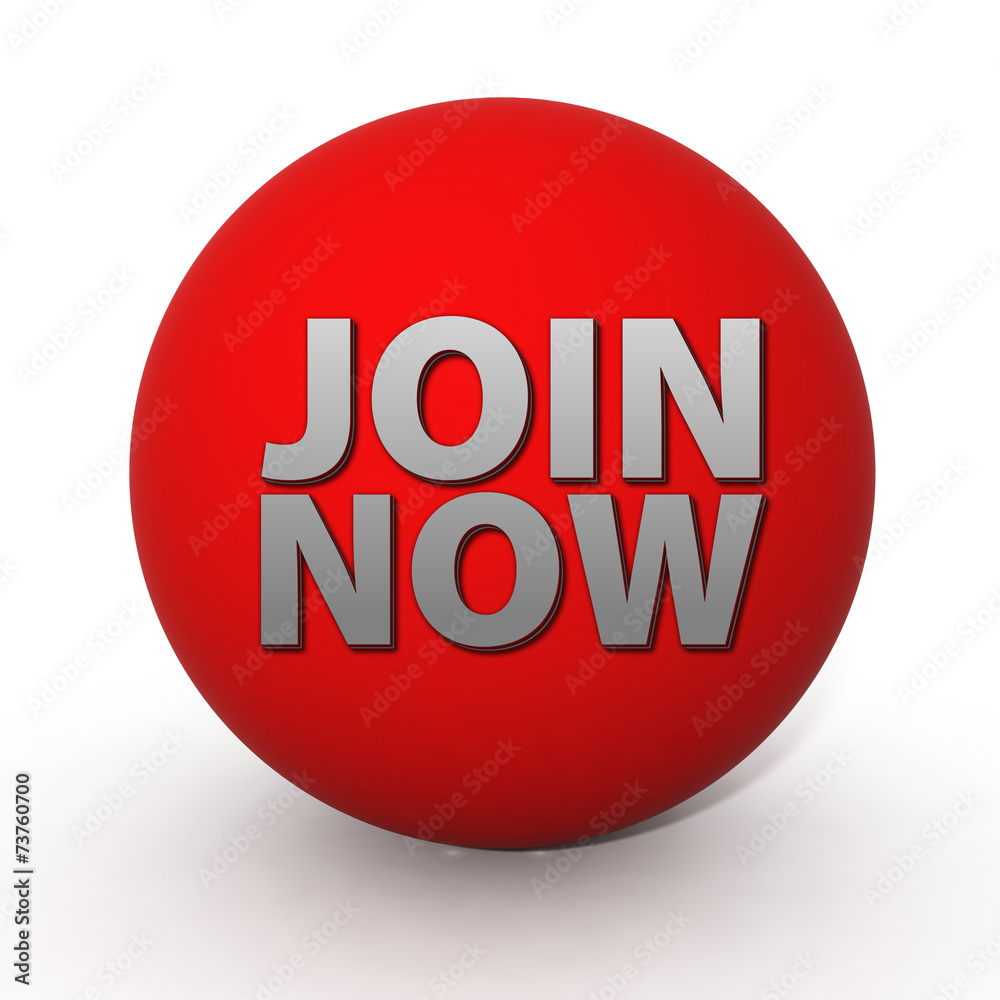 Join now circular icon on white background Join now circular icon on white background