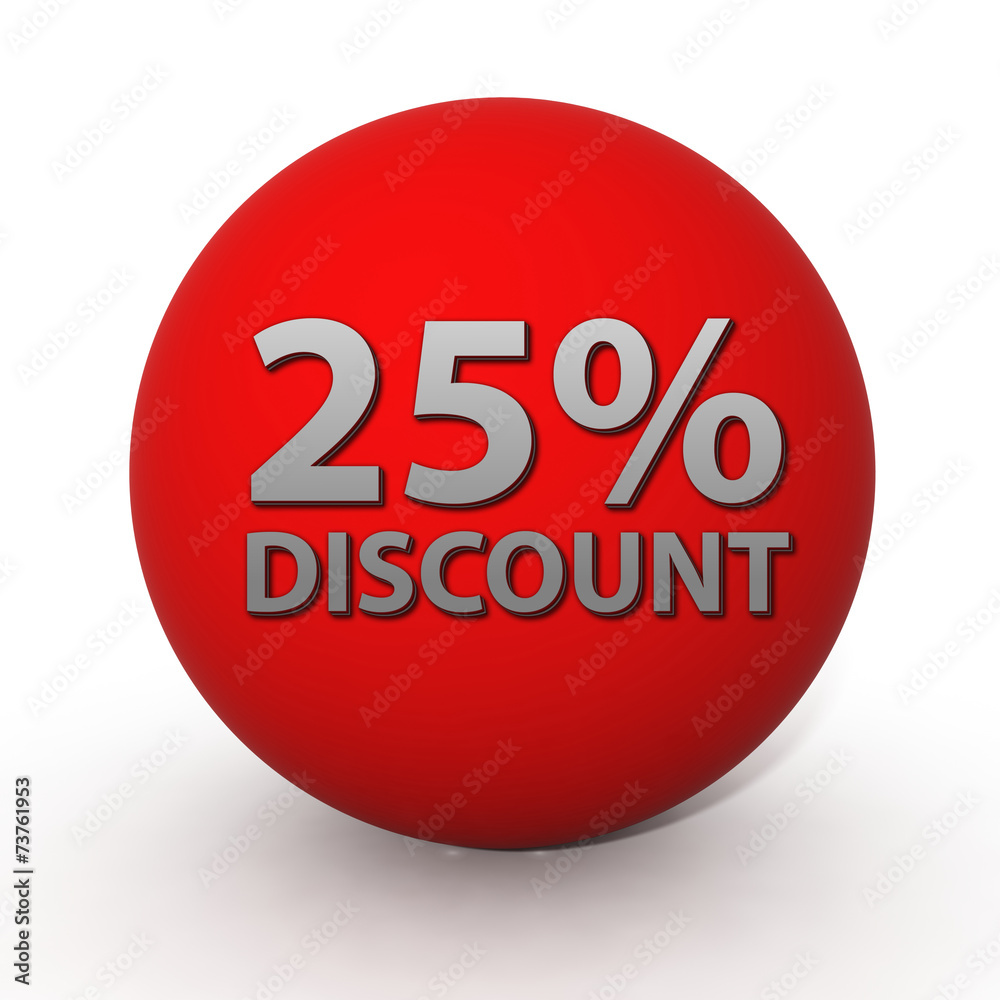 Discount 25 circular icon on white background Discount 25 circular icon on white background