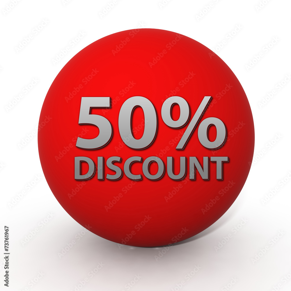 Discount 50 circular icon on white background Discount 50 circular icon on white background