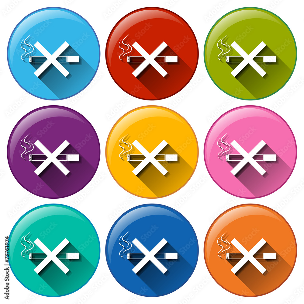 Buttons with no smoking signs Buttons with no smoking signs