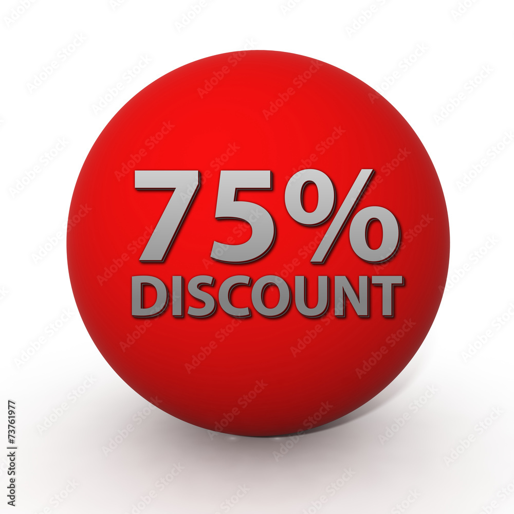 Discount 75 circular icon on white background Discount 75 circular icon on white background