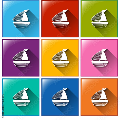 Buttons with toy boats