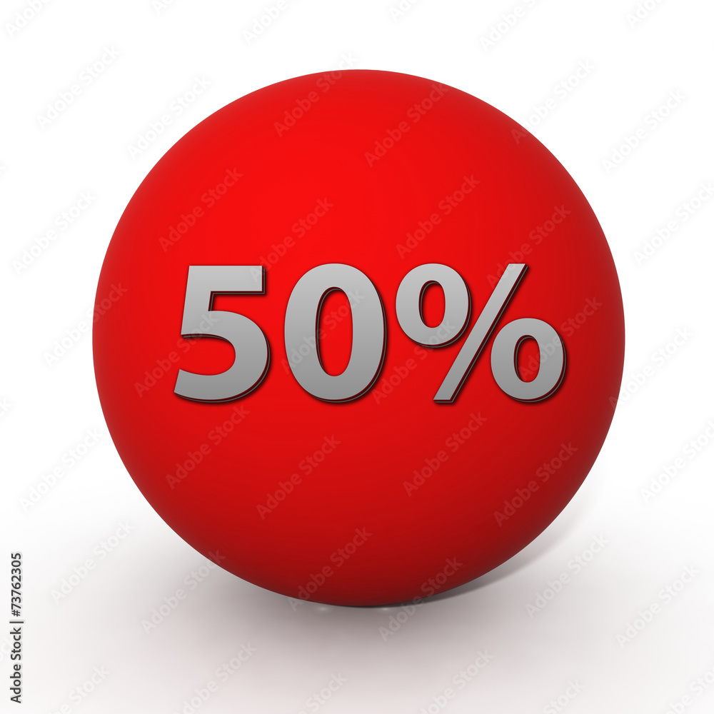 Fivety percent circular icon on white background Fivety percent circular icon on white background