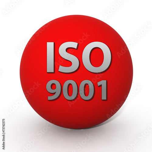 Iso 9001 circular icon on white background