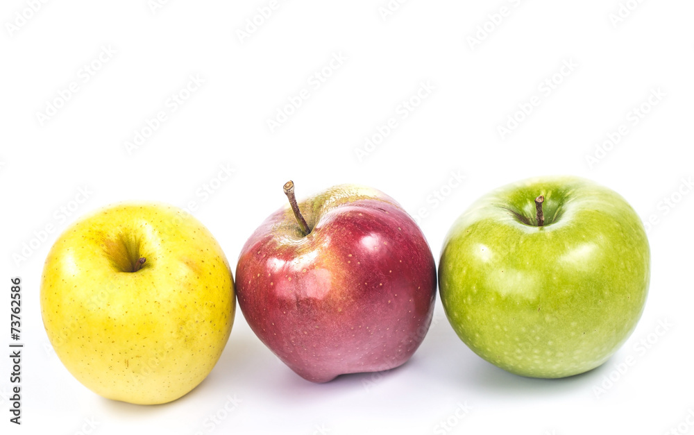 Three colorful apples isolated on white background Three colorful apples isolated on white background