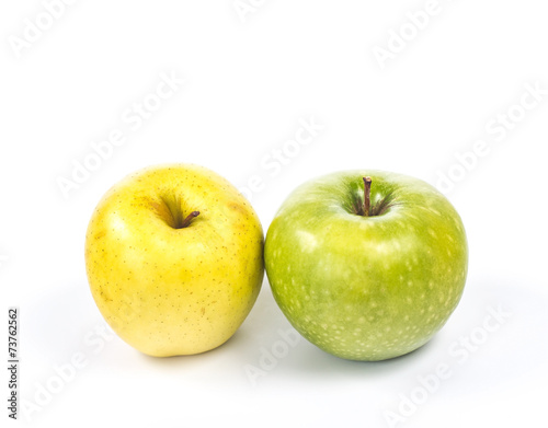 Two colorful apples isolated on white background