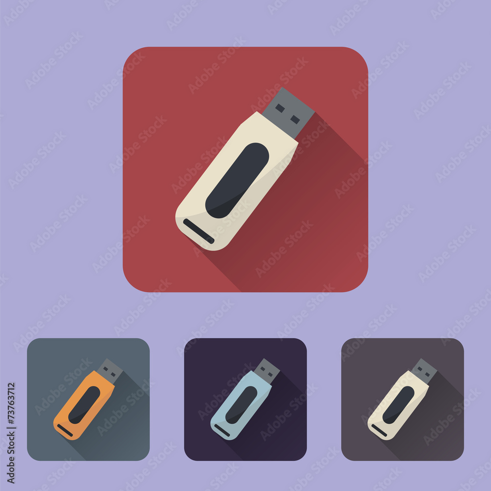 Flat long shadow icon flash drive