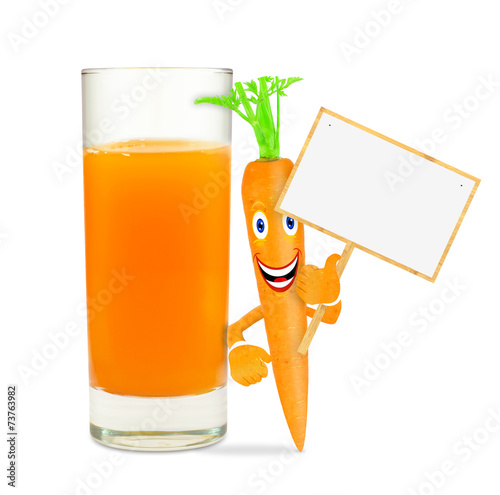 Fototapeta carrot juice and carrot with board isolated