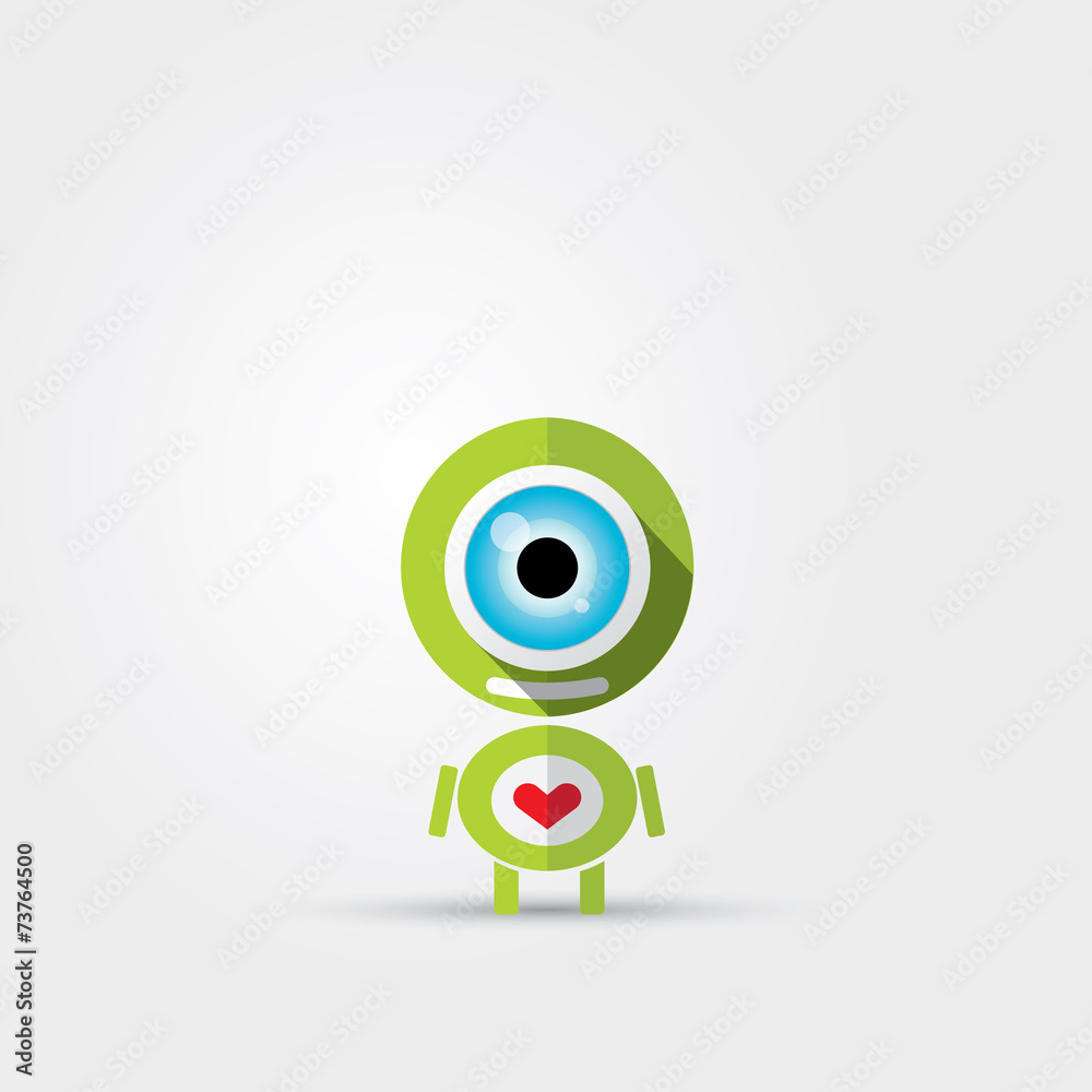 Cartoon Character Cute green Robot Cartoon Character Cute green Robot