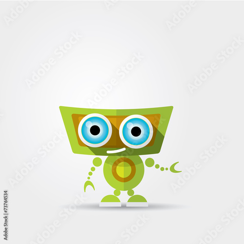 Cartoon Character Cute green Robot