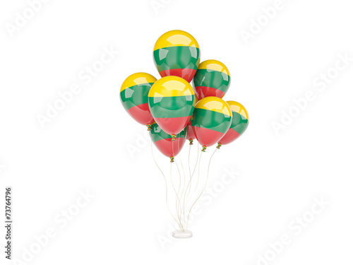 Flying balloons with flag of lithuania
