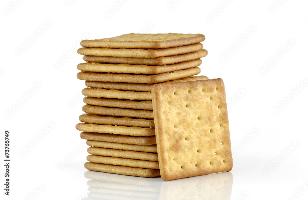 salty crackers isolated on white background salty crackers isolated on white background