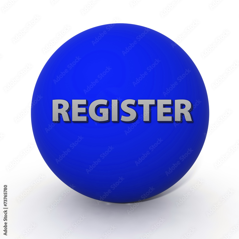 register circular button on white background register circular button on white background