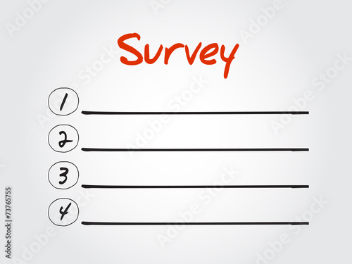 Blank Survey list, vector concept background