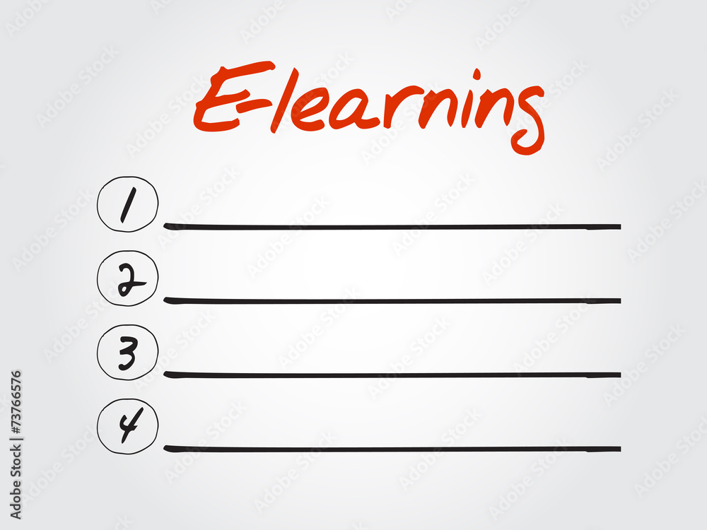 Blank E-learning list, vector concept background Blank E-learning list, vector concept background