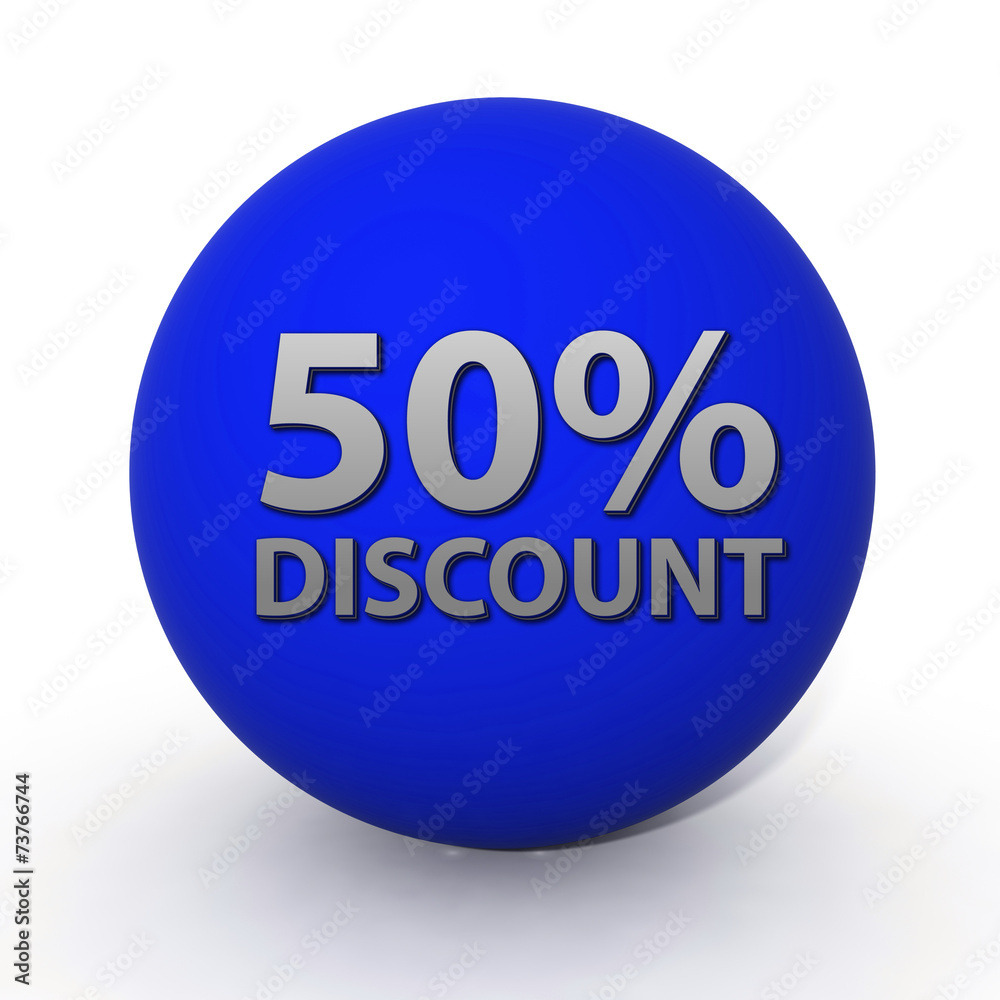 Discount 50 circular icon on white background Discount 50 circular icon on white background