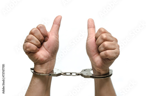 Man hands with handcuffs isolated