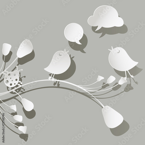 paper birds and ladybird