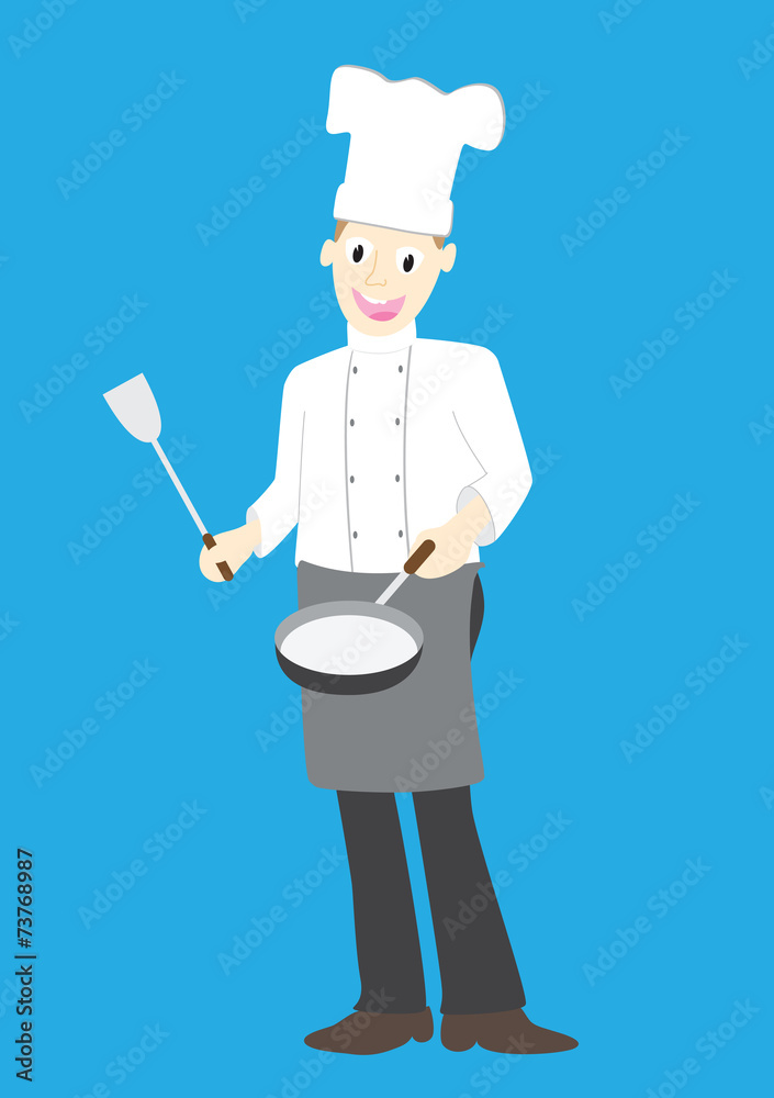 Illustration of a chef on a blue background Illustration of a chef on a blue background