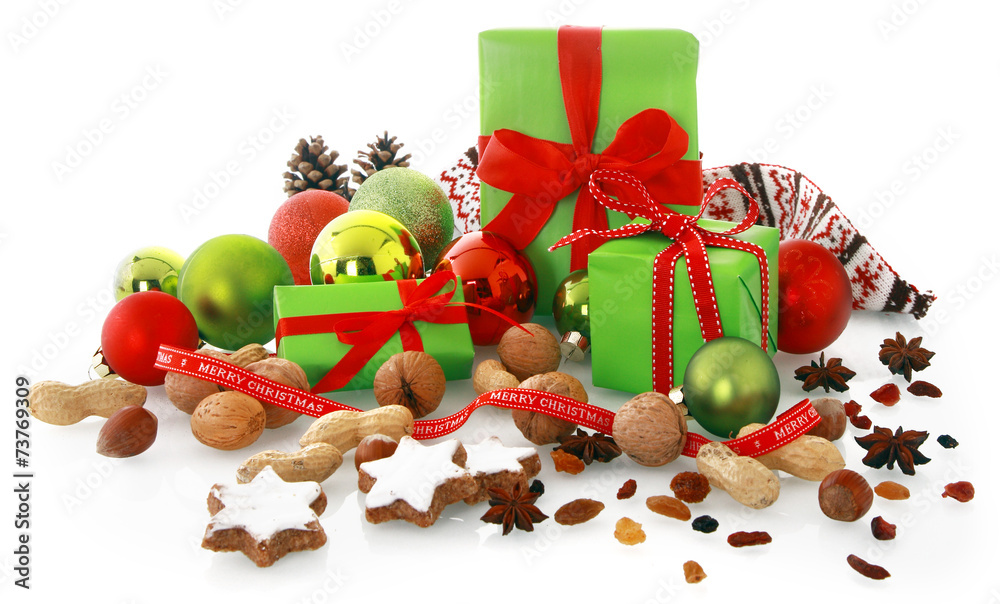 Assorted Green, Brown and Red Christmas Items