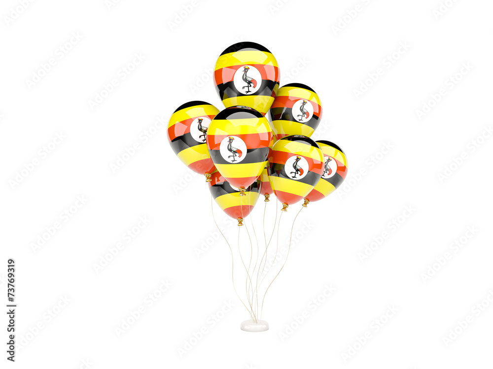 Flying balloons with flag of uganda Flying balloons with flag of uganda