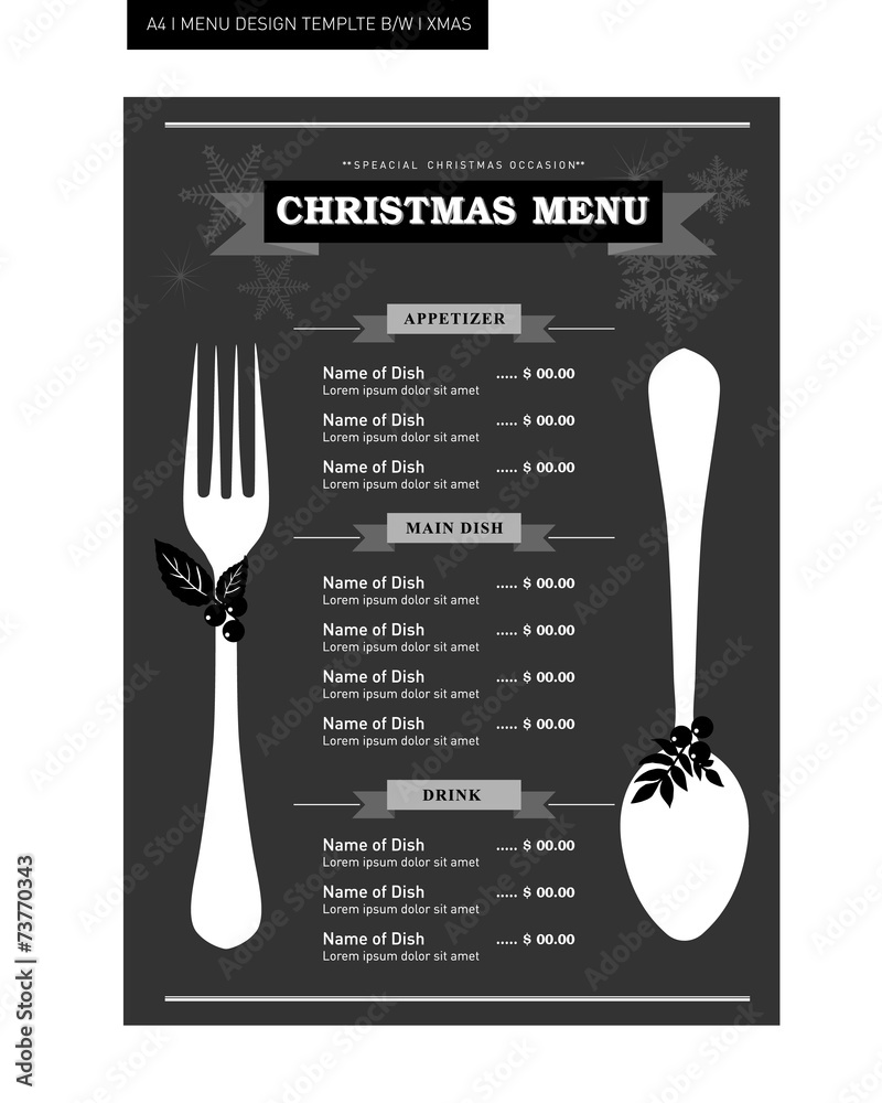 Restaurant Food Menu Template Design Black and white Stock Vector ...