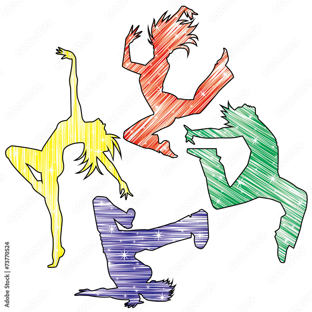 ダンスシルエット キラキラ流線カラー Stock Vector Adobe Stock